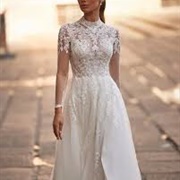 Mock Neck Wedding Dress