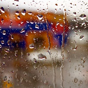 Raced Raindrops on the Car Window