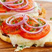 Tomato and Red Onion Open-Faced Sandwich