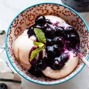 Sundae With Blueberry Sauce