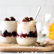 Crispy Cherry Rice Pudding