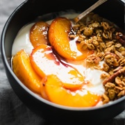 Yoghurt With Granola and Tinned Fruit