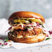 Creamy Coleslaw and Fried Chicken Sandwich