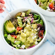 Lettuce, Sunflower Seed, Marble Cheddar, and Cilantro Lime Crema Salad