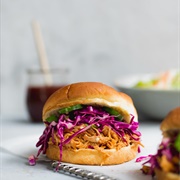 BBQ Pulled Chicken and Asian Slaw Burger