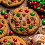 Peanut Butter Holiday M&amp;M Cookie