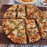 Olive, Mushroom, Pepper, and Onion Pizza (Rustic Garden)