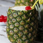 Virgin Pina Colada in a Pinapple