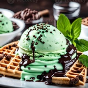 Waffle With Mint Cream