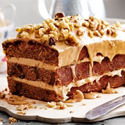 Homemade Coffee and Walnut Layer Cake