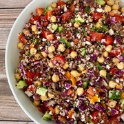 Red Bell Pepper, Cucumber, Spaghetti Squash, and Red Onion Quinoa Salad