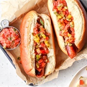 Tomato, Ketchup, and Salsa Hot Dog