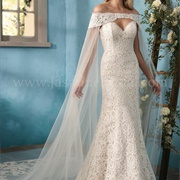 Wedding Dress With Tulle Cape