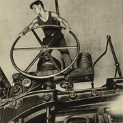 A Komosol Youth at the Wheel (Arkady Shaikhet)