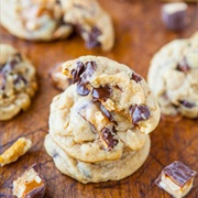 Soft and Chewy Snickers Chocolate Chip Cookies