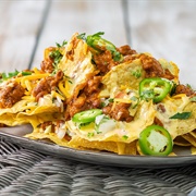 Marble Cheddar, Pickle, and Yellow Pepper Nachos