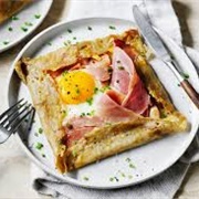 Egg Cheese and Ham Buckwheat Galette