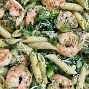 Shrimp and Penne Pesto