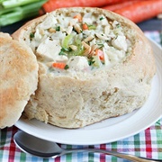 Chicken Soup in a Bread Bowl