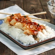 Cheese Curd Rice With Teriyaki Sauce