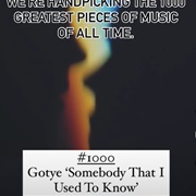 #1000 Somebody That I Used to Know by Gotye Featuring Kimbra