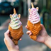 Taiyaki Ice Cream With Unicorn Horn