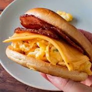 Bacon Cheese and Scrambled Egg Bagel