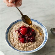 Porridge With Compote and Maple Syrup