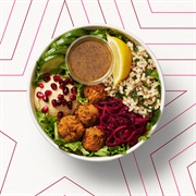 Paprika Humous and Chickpea Falafel Mezze Salad