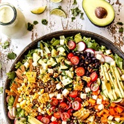 Mexican Rice and Avocado Salad With Sweetcorn Peppers and Chilli Lime Dressing