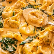 Tortellini With Salmon and Spinach in a Cream Sauce