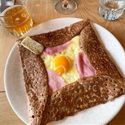 Jambon and Au Lait Cru Camembert Buckwheat Gallette