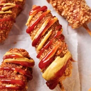 Korean Corn Dog With Ketchup