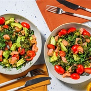 Salmon, Broccoli, Avocado and Cherry Tomato Salad