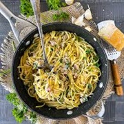 Parmesan Prawn and Clam Spaghetti