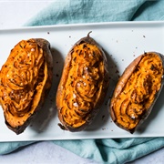 Twice-Baked Harissa Sweet Potatoes