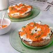 Cream Cheese and Roe Bagel