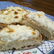 Marble Cheddar and Yellow Onion Open-Faced Sandwich With Teriyaki Sauce