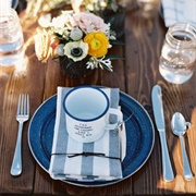 Enamel Dishes at Wedding Place Settings